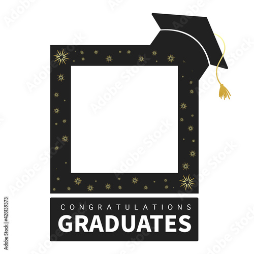 Graduates Frame for Congratulations  Class of 2021. Template for graduation design.isolated on white background ,Vector illustration EPS 10