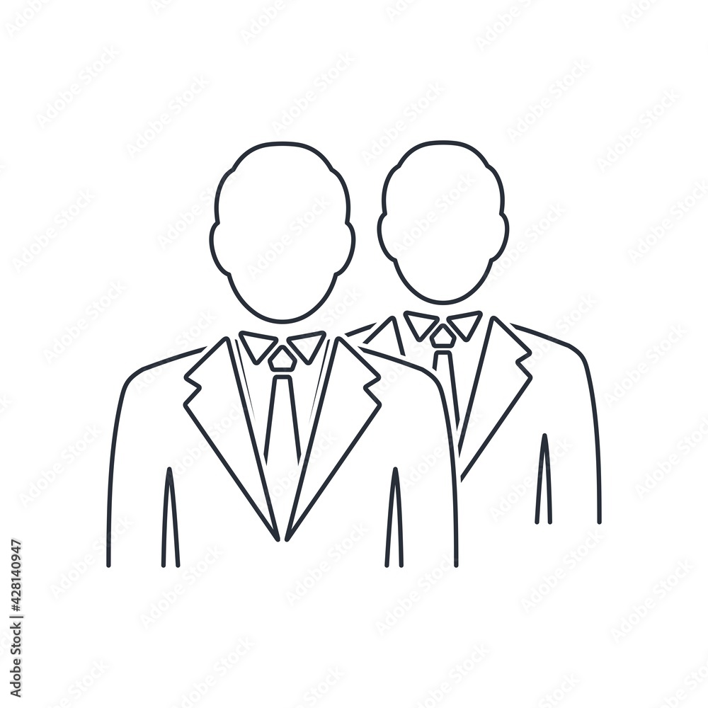 Two people in business suits. Representative elite. Vector linear illustration isolated on white background. Two people in business suits. Representative elite. Vector linear illustration isolated on white background.