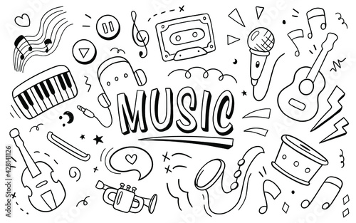 Music vector illustration. Doodle Drawing design concept