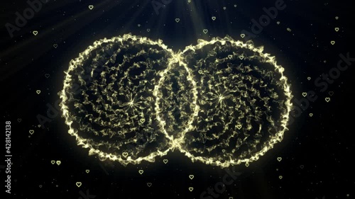 Glowing background with golden circles and shiny particles