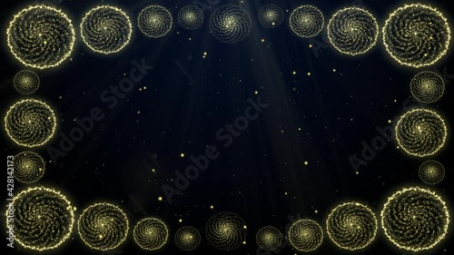 Glowing background with golden energy circles and shiny particles