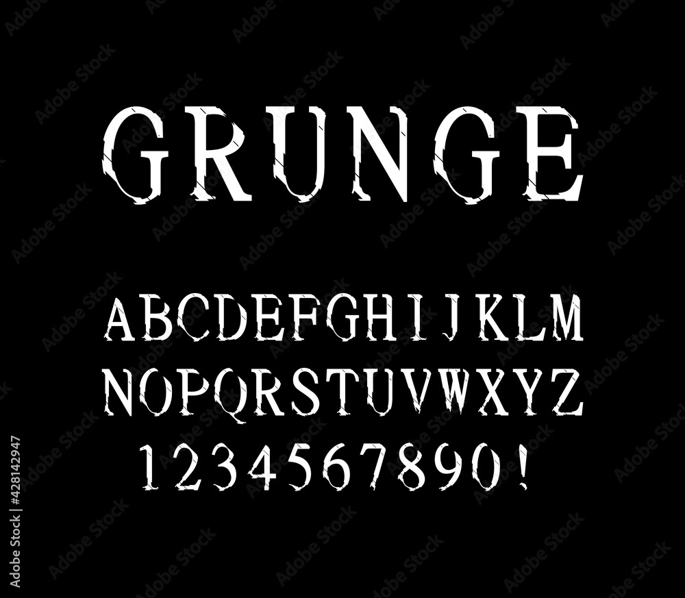 Font of grunge letters and numbers Font of grunge letters and numbers