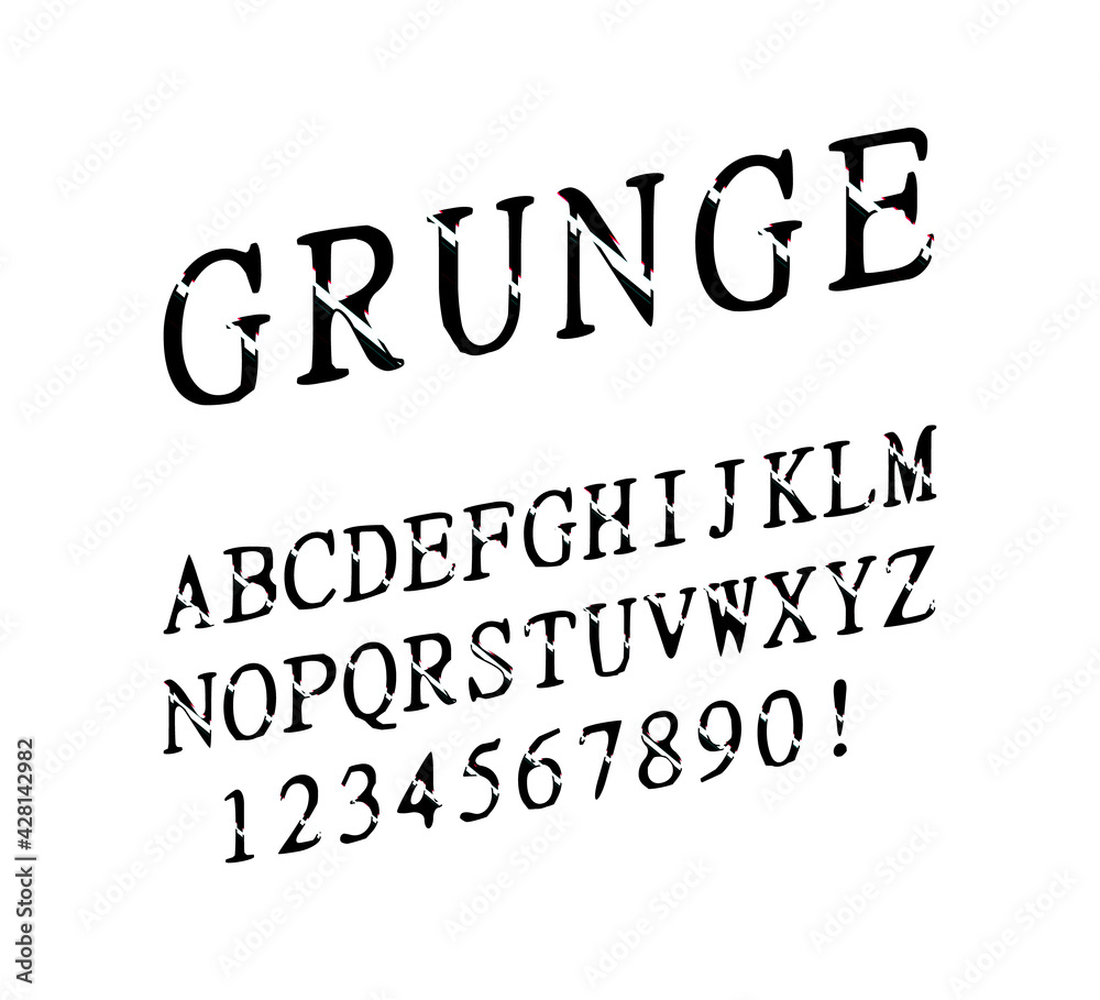 Font of grunge letters and numbers Font of grunge letters and numbers