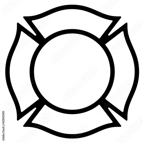 Blank Firefighter Maltese Cross Outline Isolated Vector Illustration

