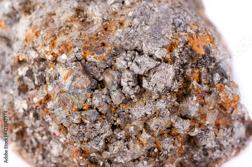 stone macro mineral arsenopyrite on a white background photo