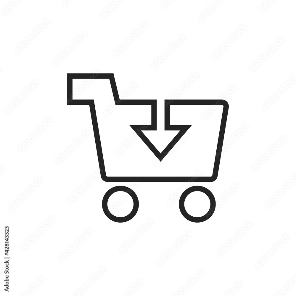 Into cart icon. Trolley symbol modern, simple, vector, icon for website design, mobile app, ui. Vector Illustration Into cart icon. Trolley symbol modern, simple, vector, icon for website design, mobile app, ui. Vector Illustration