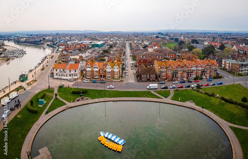 Aerial view of Littlehampton, a seaside resort and pleasure harbour in the Arun District of West Sussex photo