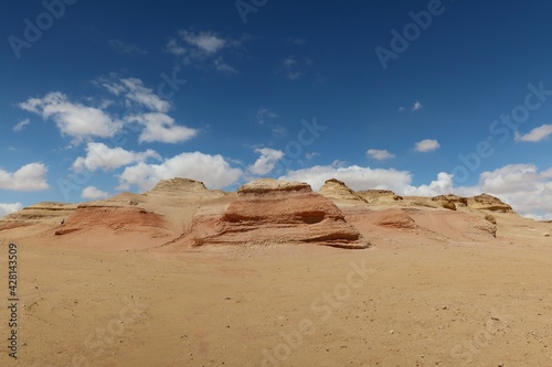The beautiful sands and rocks formations due to erosion in Fayoum desert in Egypt © Rania