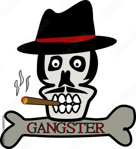 Skull gangster head with cigar