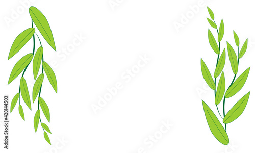 葉っぱで作ったフレームのイラスト011｜Illustration of a frame made of leaves 011