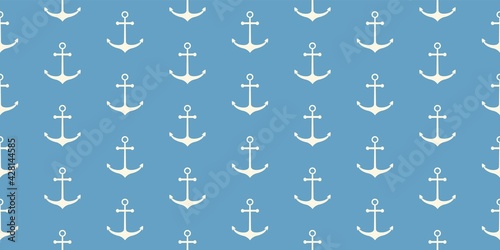 Nautical seamless pattern with geometric ship anchors