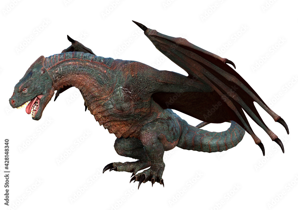 3D Rendering Fairy Tale Dragon on White 3D Rendering Fairy Tale Dragon on White