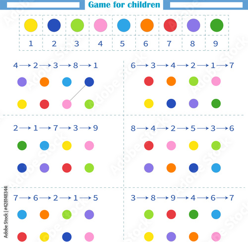  Worksheet for children. Draw the lines according to the arrows indicated in the sample