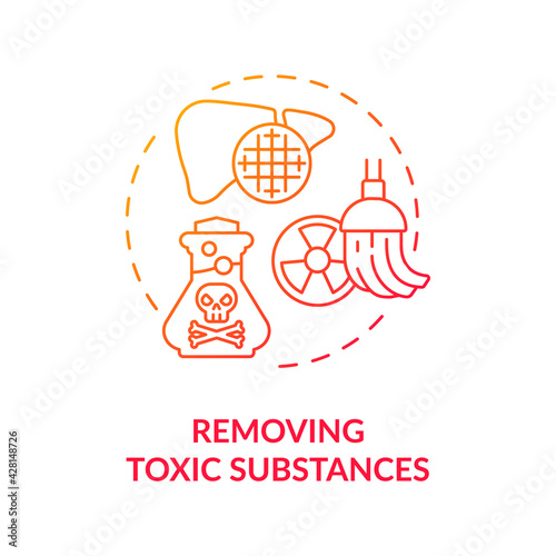 Removing toxic substances concept icon. Liver function idea thin line illustration. Detoxification. Relieving withdrawal symptoms. Life-sustaining function. Vector isolated outline RGB color drawing