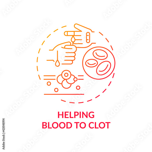 Helping blood to clot concept icon. Liver function idea thin line illustration. Natural process. Thrombolytic treatment. Activating plasma proteins system. Vector isolated outline RGB color drawing photo
