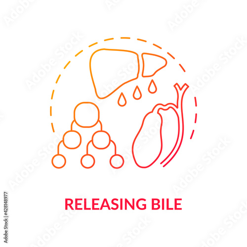 Releasing bile concept icon. Liver function idea thin line illustration. Forming kidney stones and gallstones risk reduction. Elimination toxins. Vector isolated outline RGB color drawing