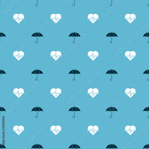 Set Umbrella and Life insurance on seamless pattern. Vector