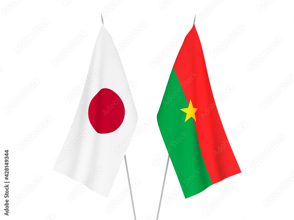 Obraz premium Japan and Burkina Faso flags