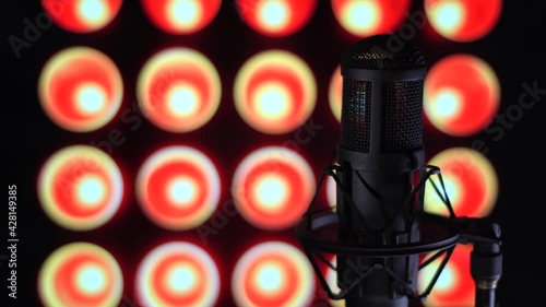 microphone at studio . Music stage . studio sound equipment	
