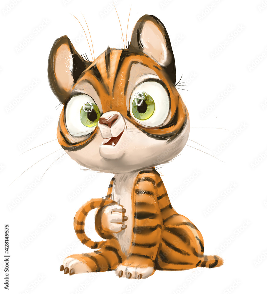Fototapeta premium cute lovely little tiger cartoon character
