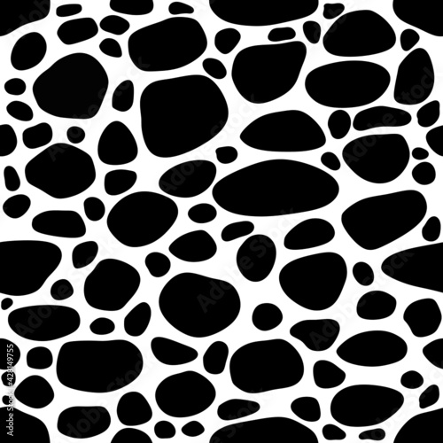 Black river gravels seamless pattern. Rock debris deposition.   