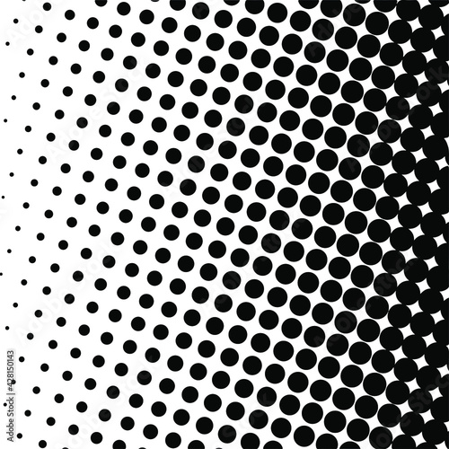 Black polka dot halftone background. Vector illustration.