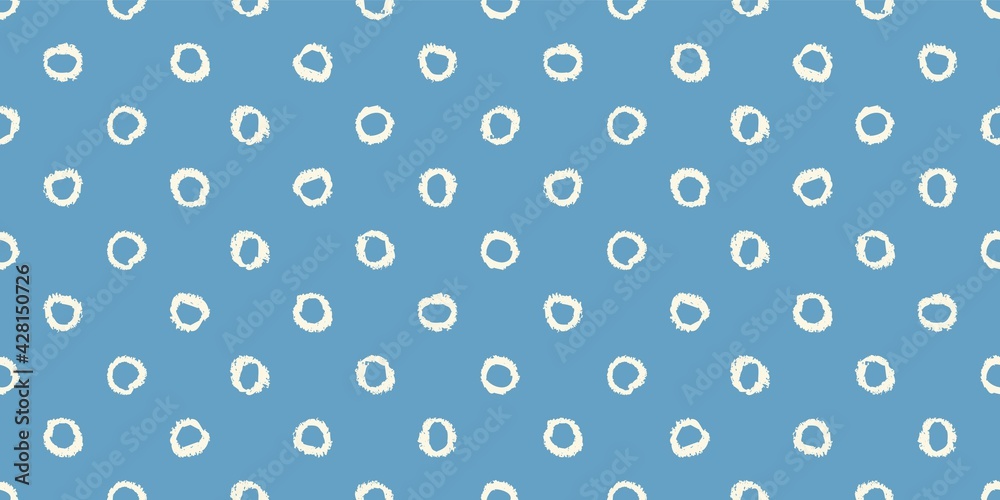 Polka dot seamless pattern with hand painted circles