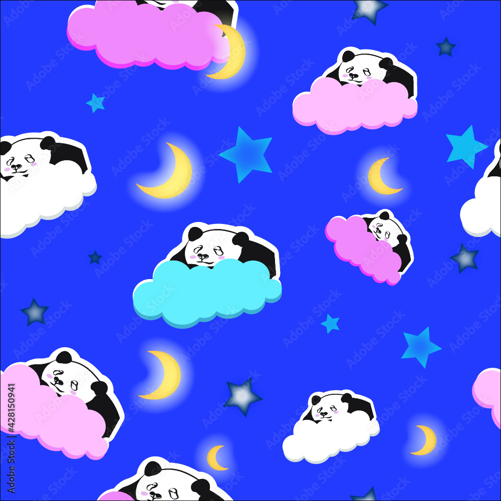 Fototapeta premium Sleeping panda bears, seamless pattern