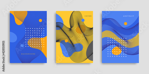 Abstract hand drawn shapes cover set. Collection vertical backgrounds with different wavy shapes. Template in flat style. Vector illustration. Design poster, cover, wallpaper, notebook, catalog.