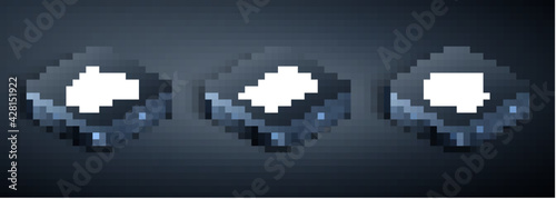Set Isometric Credit card with shield, Ringing alarm bell and Shield brick wall icon. Vector