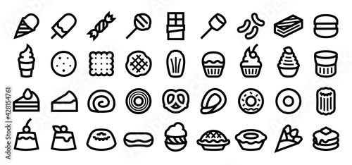 Sweets Icon Set (Bold outline version)
