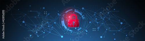 Personal data security Illustrates cyber data or information privacy idea. Color abstract  internet technology.