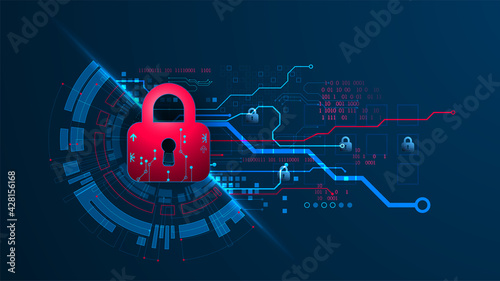 Personal data security Illustrates cyber data or information privacy idea. Color abstract  internet technology.