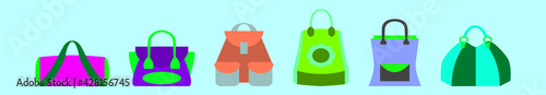 set of bag cartoon icon design template with various models. vector illustration isolated on blue background