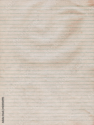Lined paper texture in sepia tones. Destroyed surface. 
