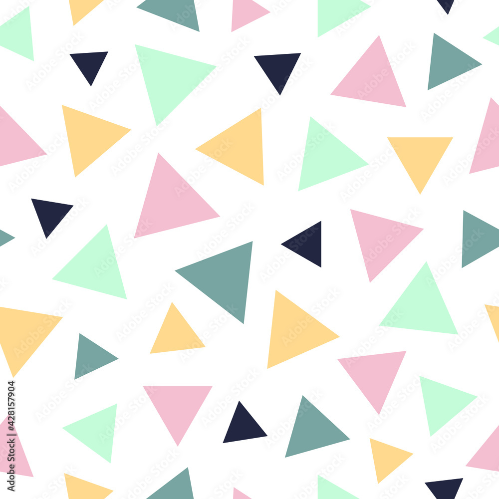 Abstract vector seamless pattern. Abstract contemporary modern trendy  illustration. Geometric design. Colored triangles pattern - obrazy, fototapety, plakaty 