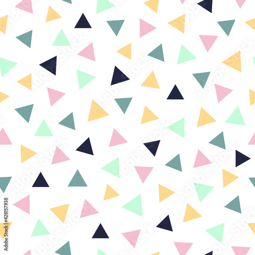 Abstract vector seamless pattern. Abstract contemporary modern trendy vector illustration. Children's design. Colored triangles pattern