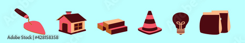 set of construction cartoon icon design template with various models. vector illustration isolated on blue background
