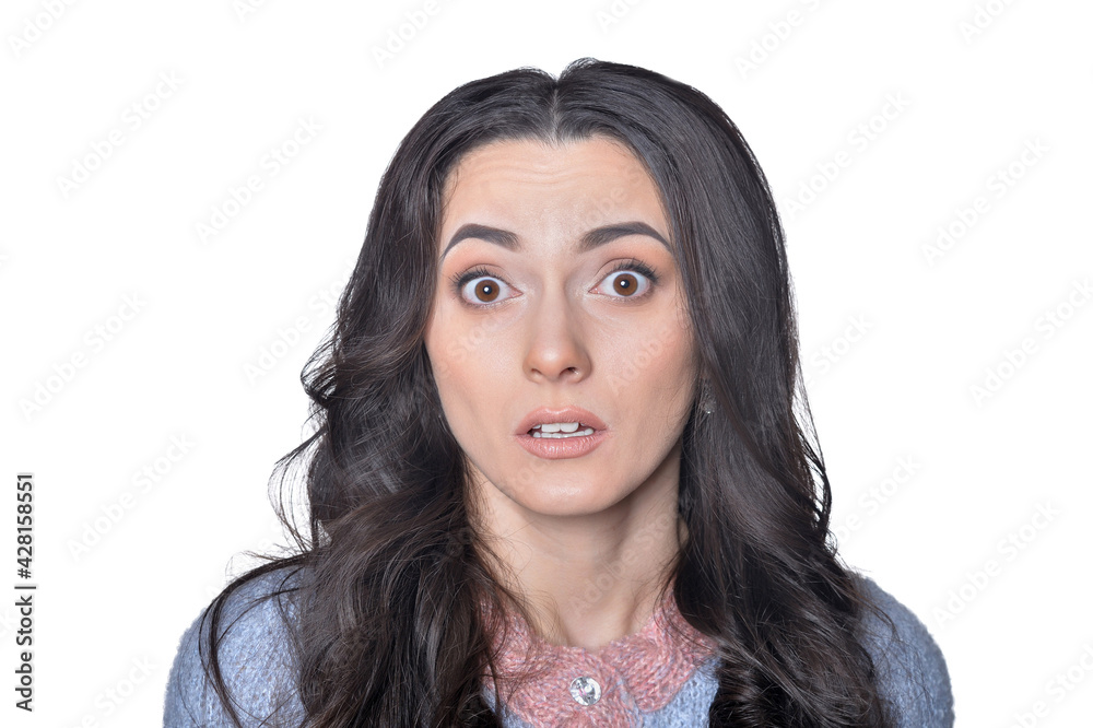 portrait of beautiful  surprised woman