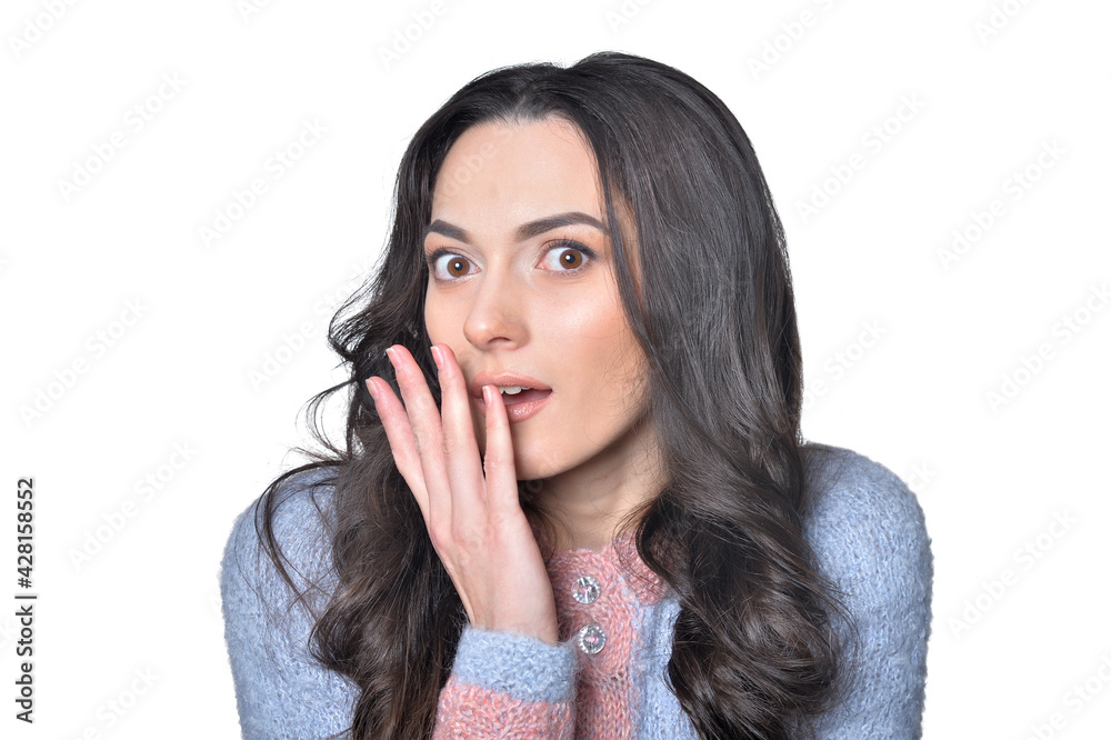 portrait of beautiful surprised woman portrait of beautiful surprised woman