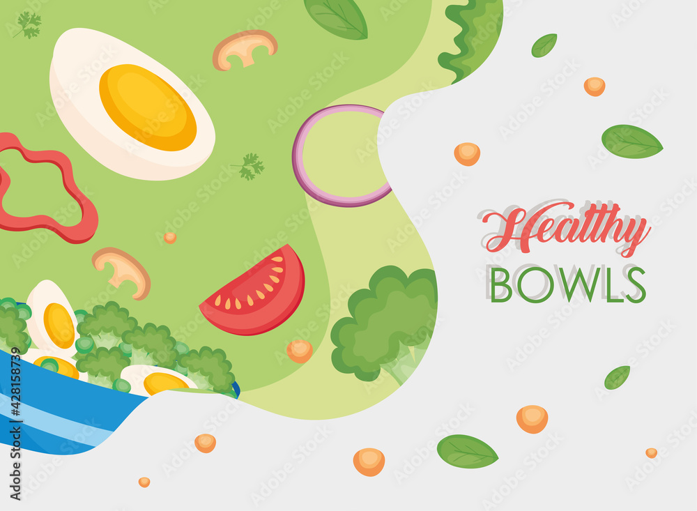 Naklejka premium Salad bowl with food