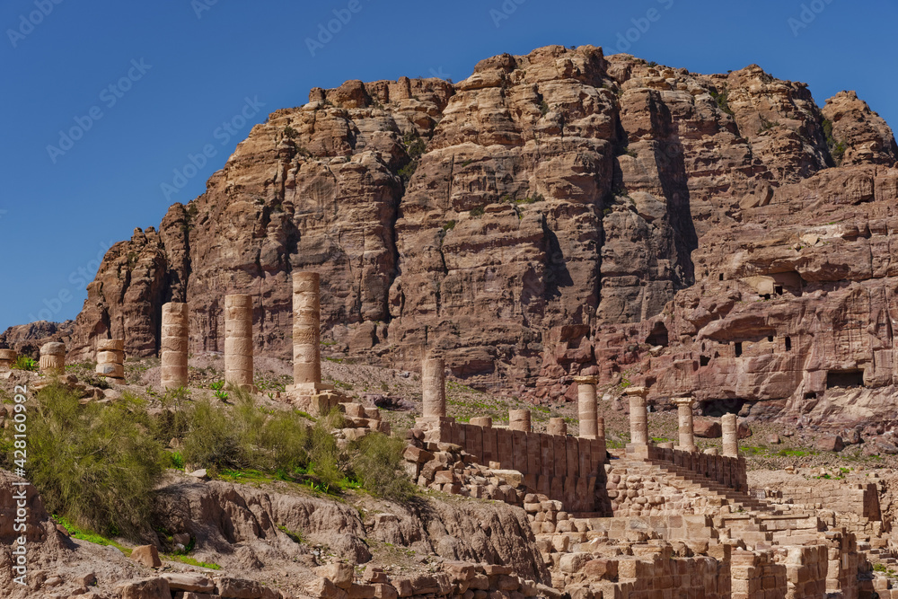 View Of Temple And Column Street, Petra, Jordan View Of Temple And Column Street, Petra, Jordan