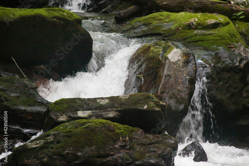 Cascading water through rocks