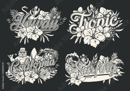 Tropical vintage monochrome designs
