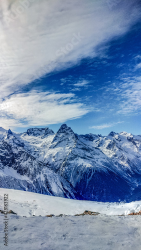 snow covered mountains