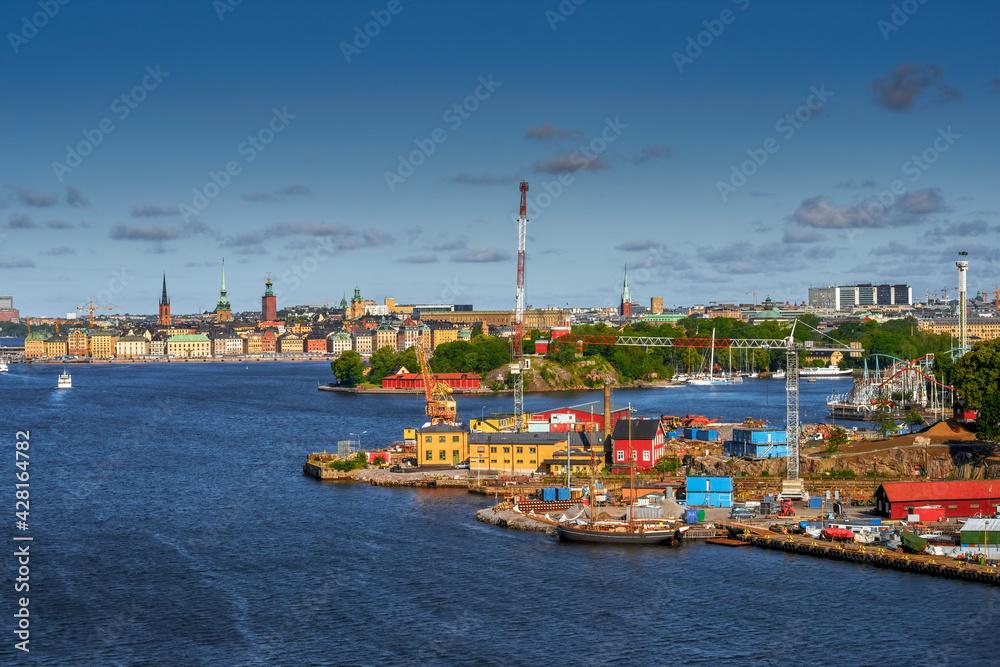 View Gamla Stan And On Gröna Lund Amusement Park, Stockholm, Sweden