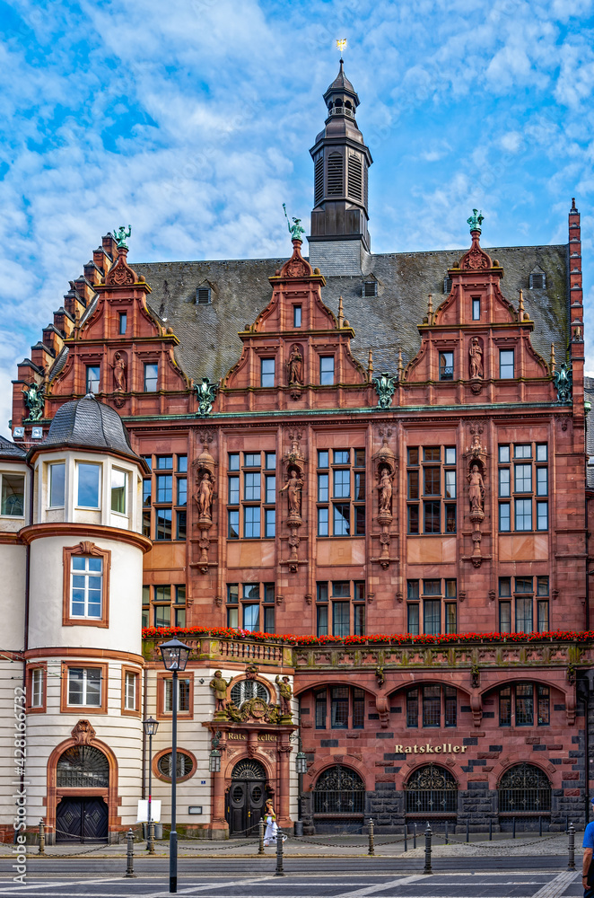 Historical Buildings In The Römerberg, Ratskeller, Frankfurt Am Main, Hessen, Germany