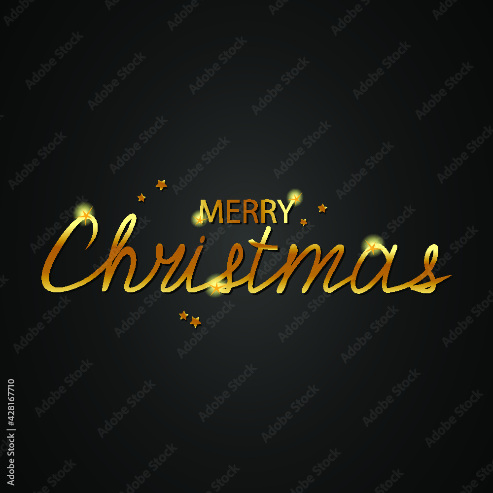 Merry Christmas golden text. Lettering Design. Greeting card