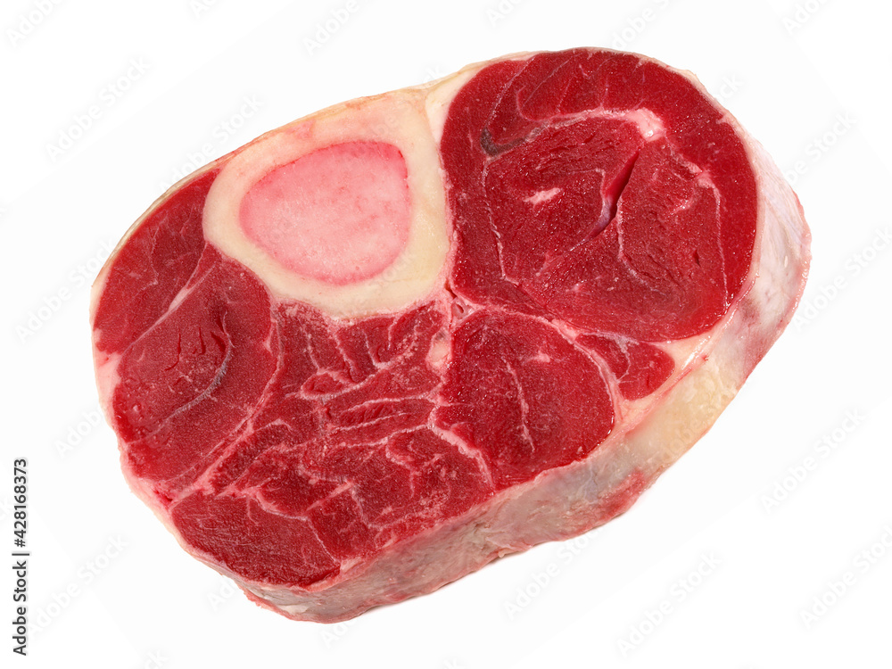 Beef Leg Slice -  Osso Buco on white Background - Isolated