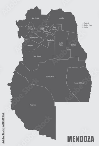 Mendoza province administrative map